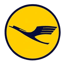 Lufthansa airline logo — blue crane bird emblem on yellow circle